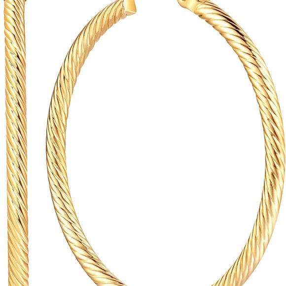 Jewelry - 14K Gold Hoop Earrings Women Large Twist Round Gold Jewelry for Elegant Wear
